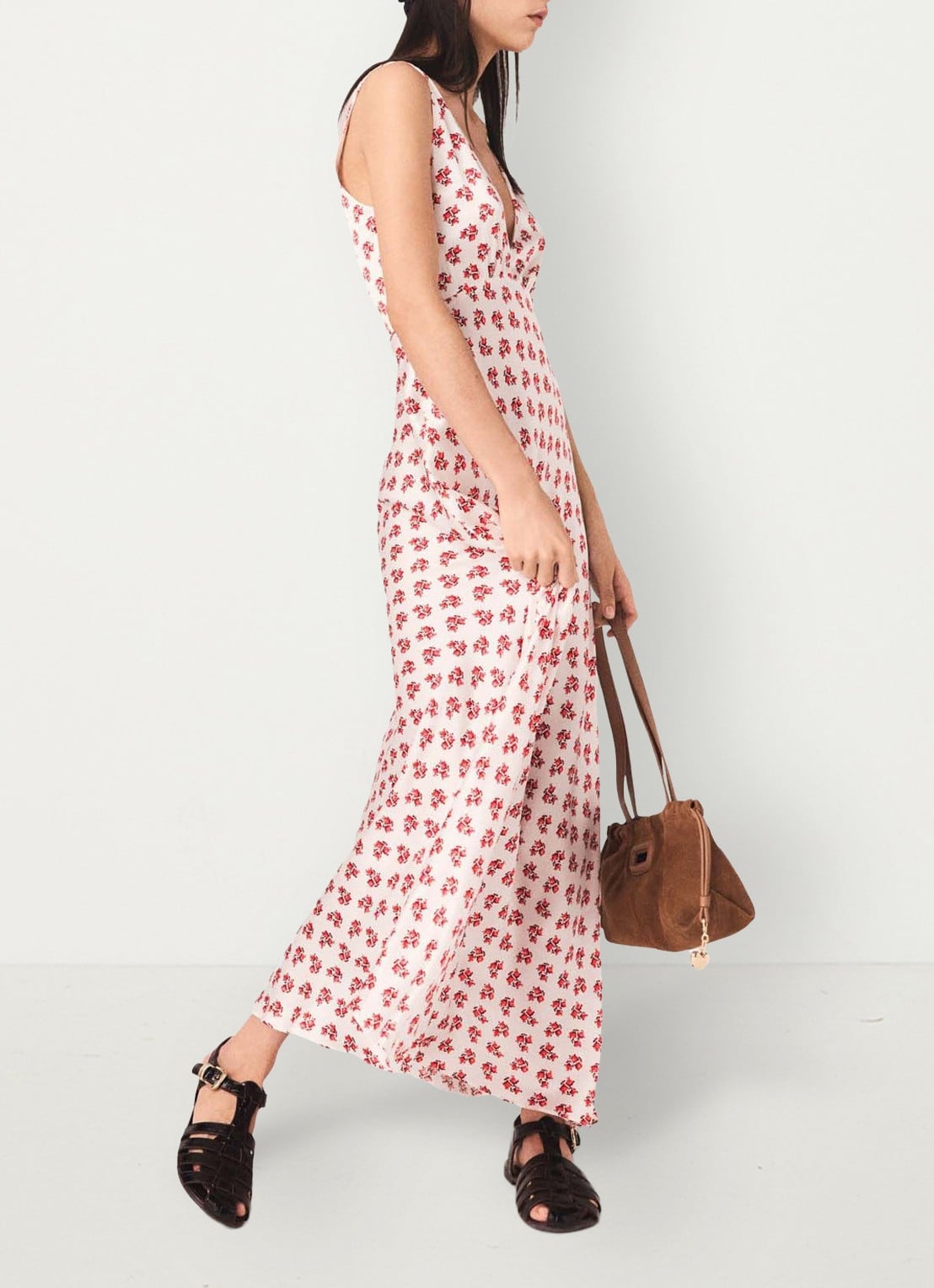 Maje Renisity midi jurk met print  - detail 3 rood