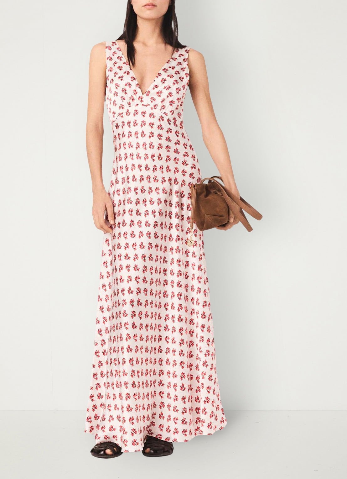 Maje Renisity midi jurk met print  - voorkant 7 rood