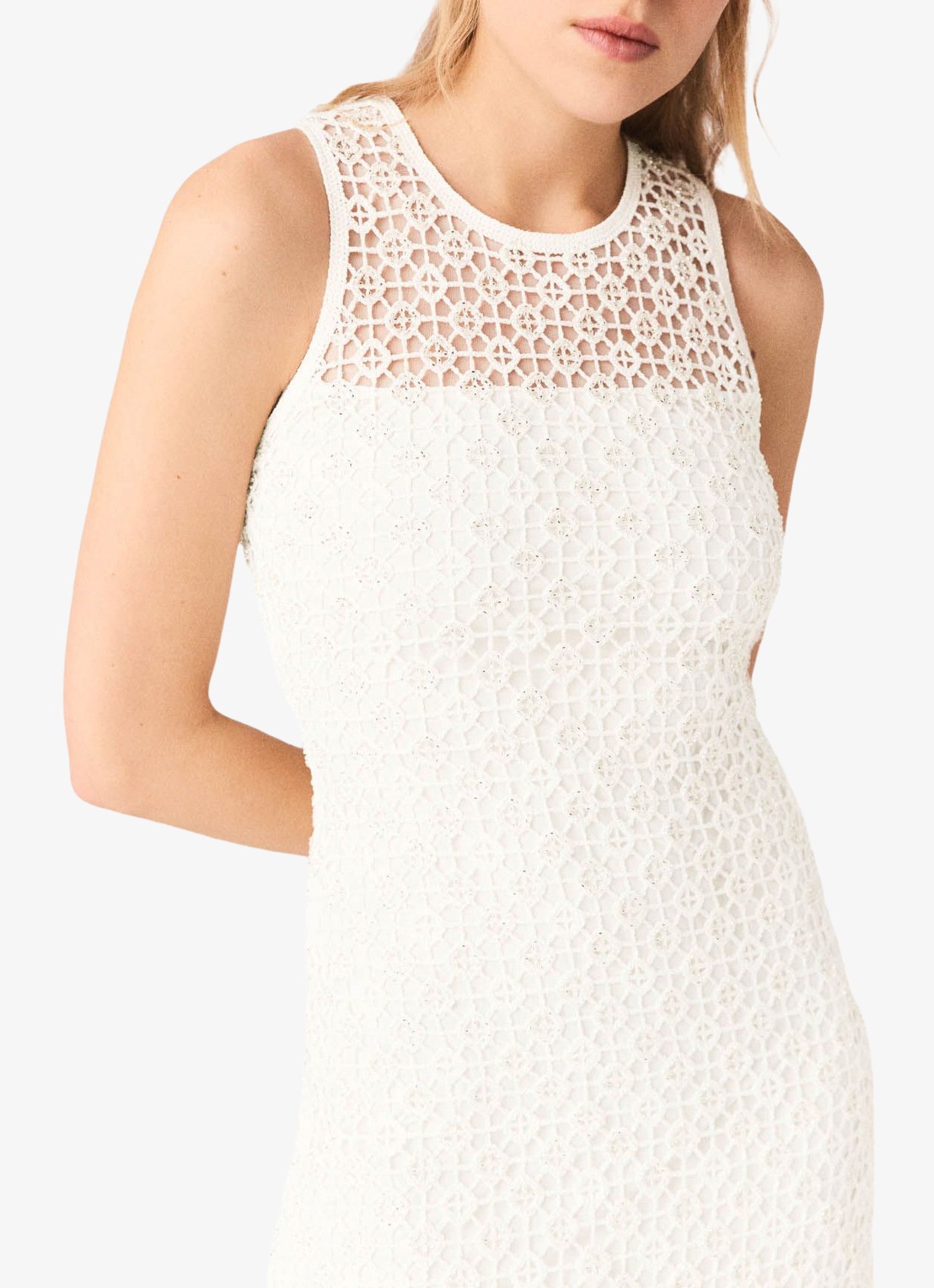 Maje Resilla midi jurk met broderie - detail 7 wit
