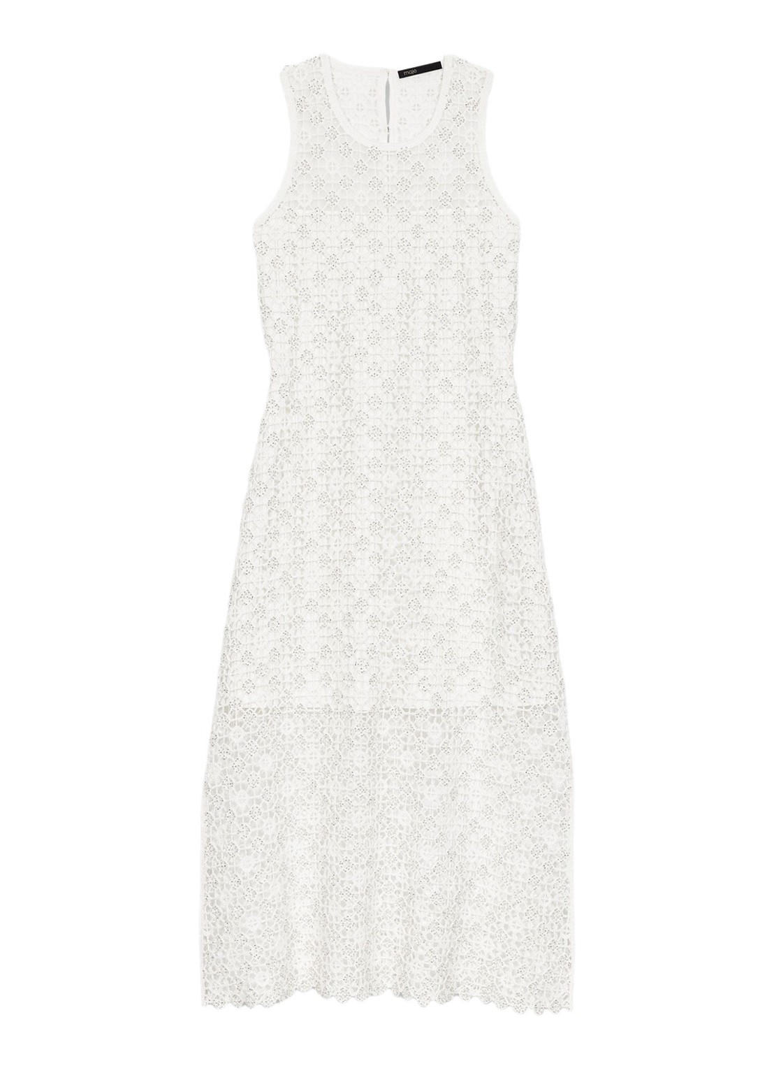 Maje Resilla midi jurk met broderie - voorkant wit