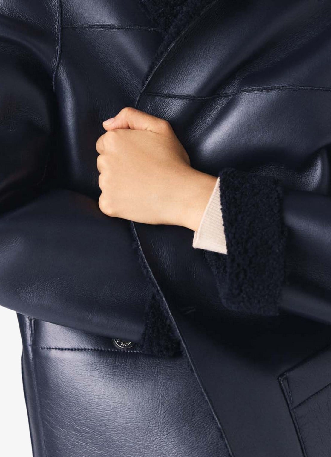 Maje Reversible jack met opgestikte zakken - detail 5 donkerblauw