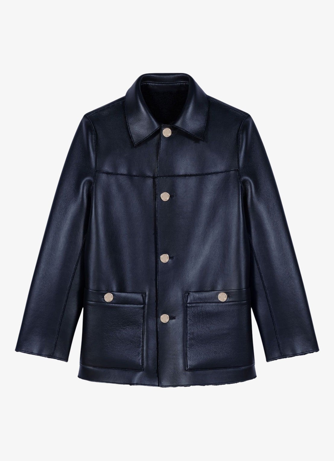 Maje Reversible jack met opgestikte zakken - voorkant 7 donkerblauw