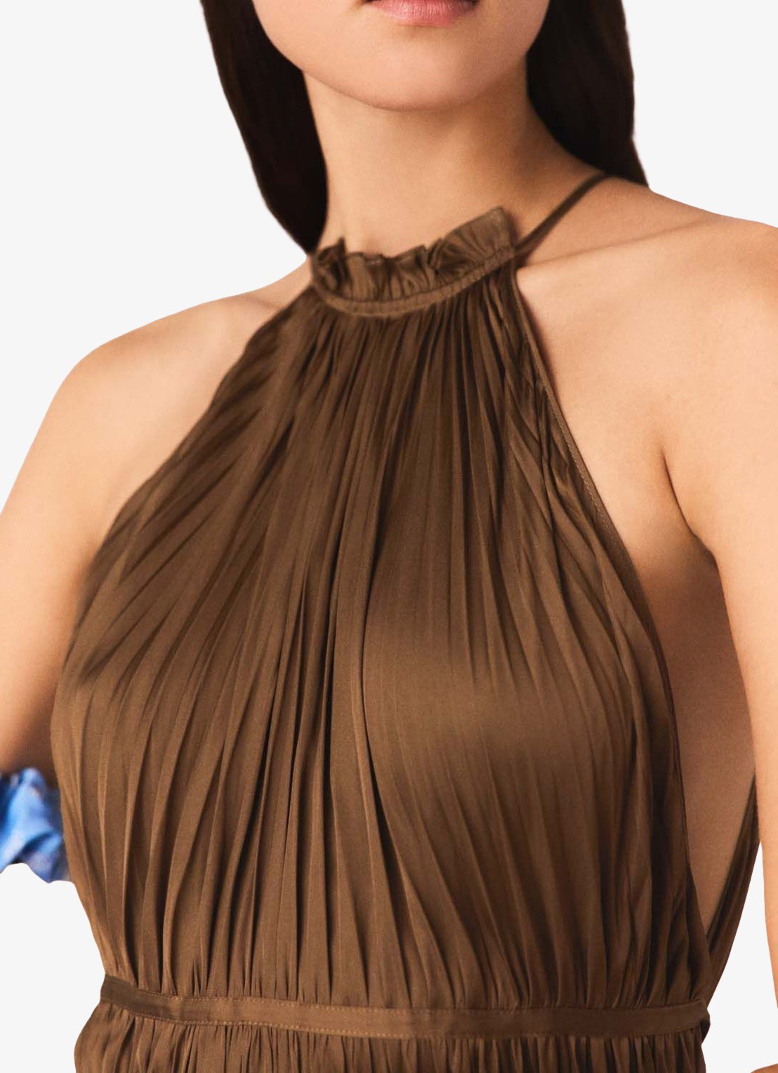 Maje Revilly midi jurk met plooien  - detail 4 bruin