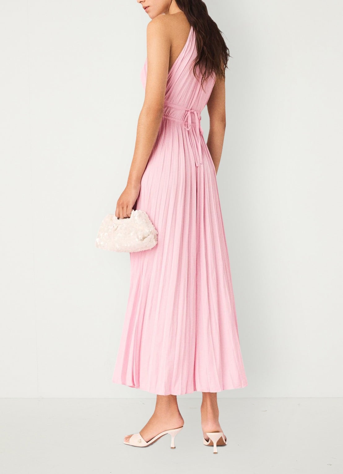 Maje Revilly midi jurk met plooien  - achterkant roze