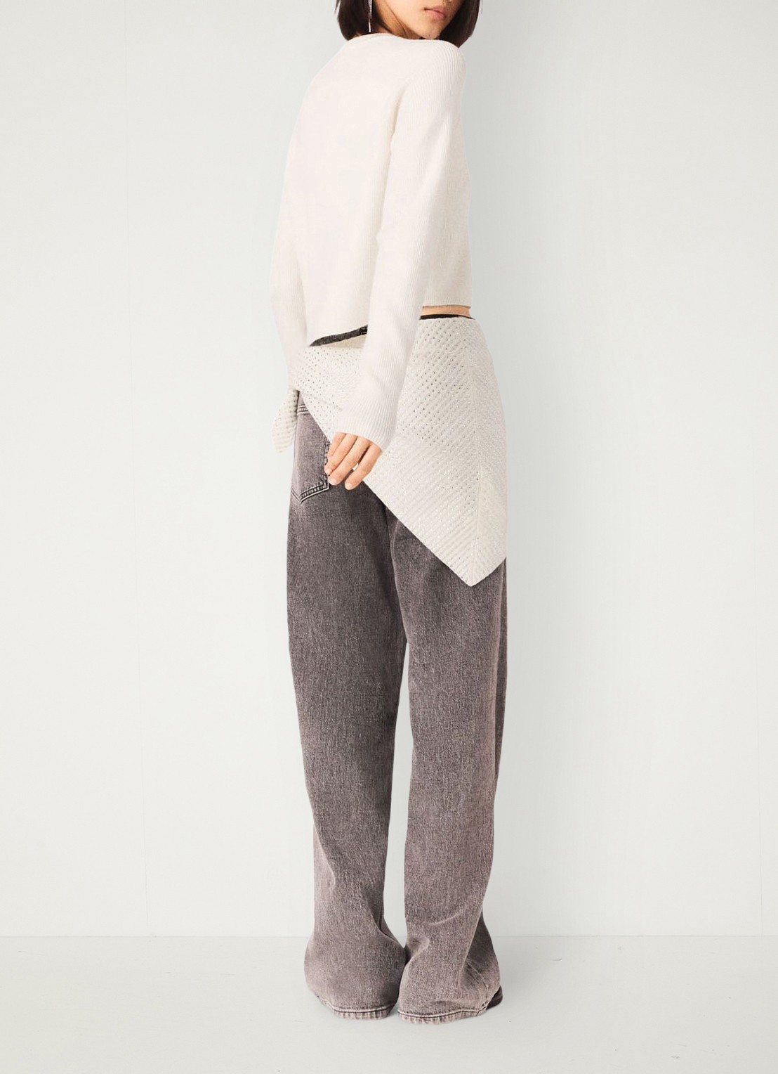 Maje Ribgebreid vest van wol - achterkant 3 beige
