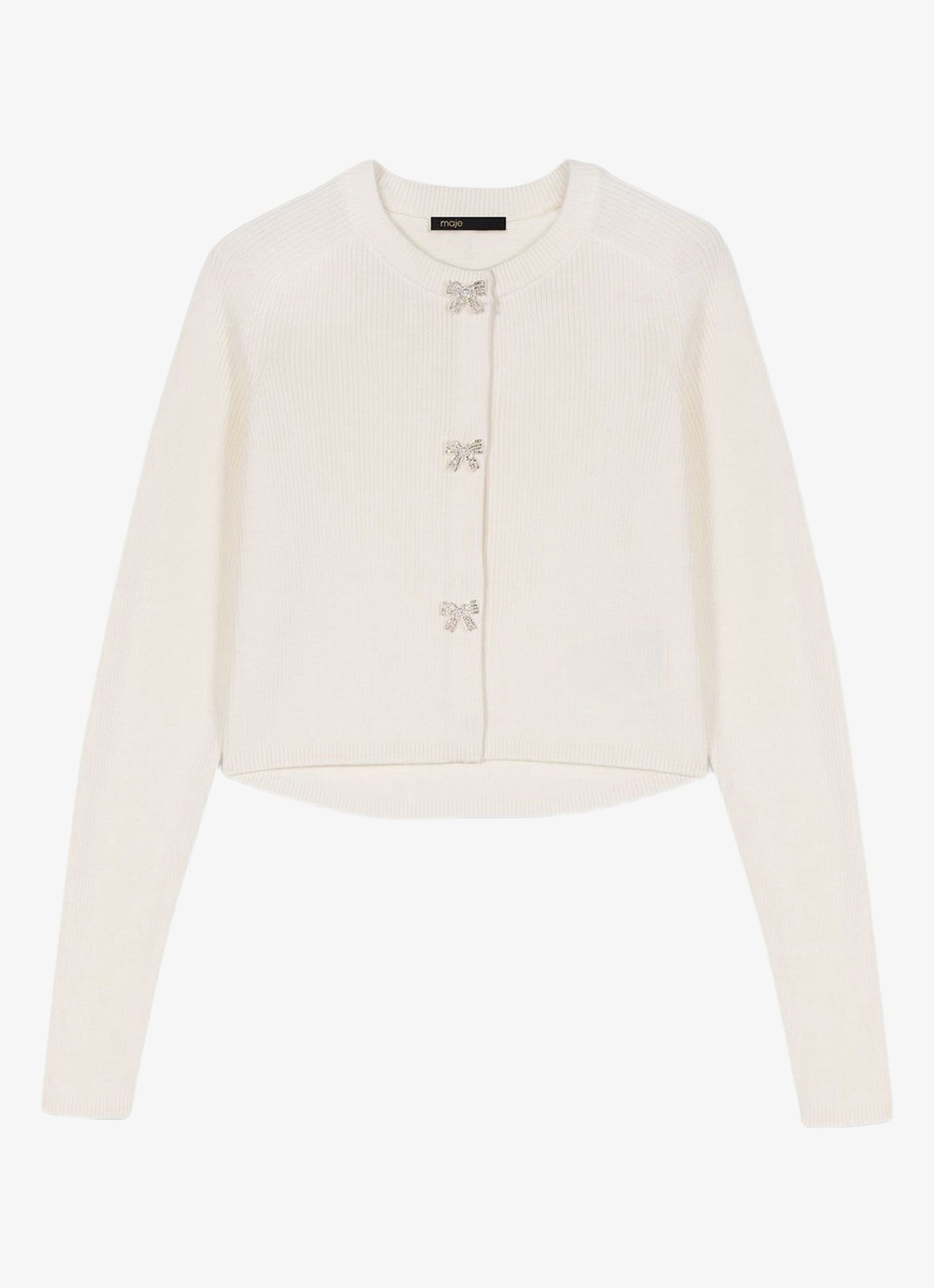 Maje Ribgebreid vest van wol - voorkant beige