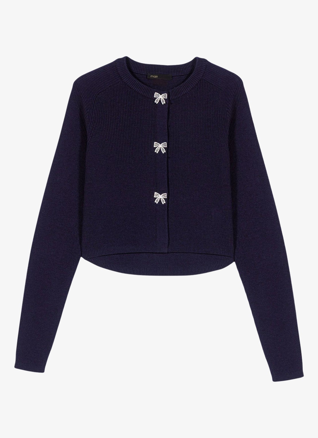 Maje Ribgebreid vest van wol - voorkant 2 donkerblauw