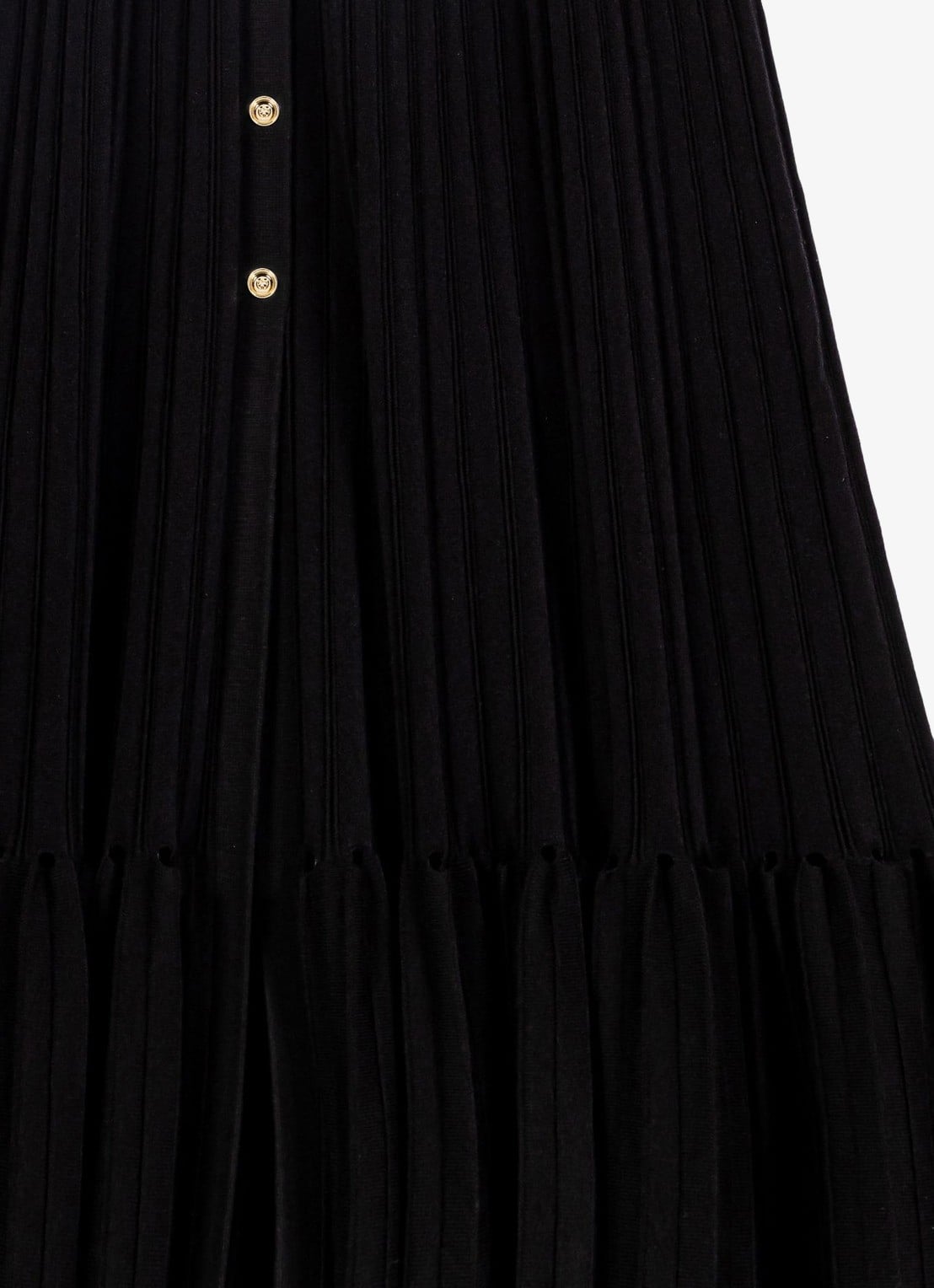 Maje Ribgebreide maxi jurk met V-hals - detail zwart