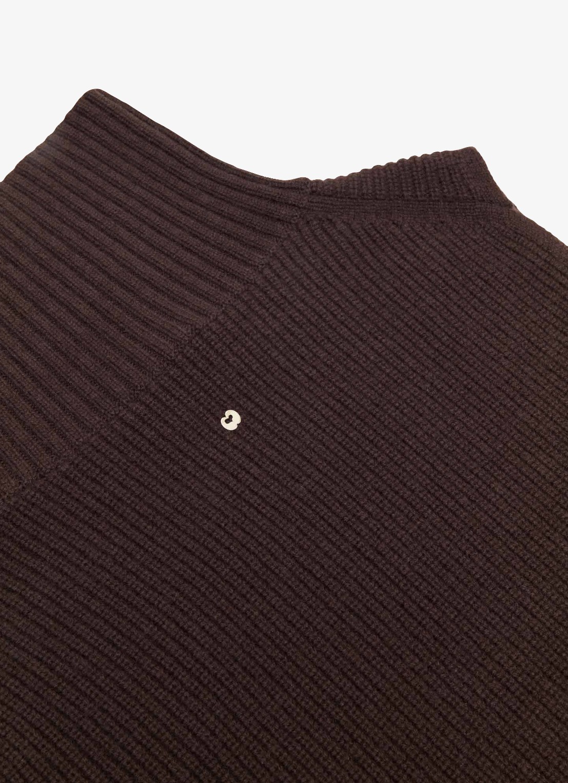 Maje Ribgebreide top in kasjmierblend met col - detail 5 donkerbruin