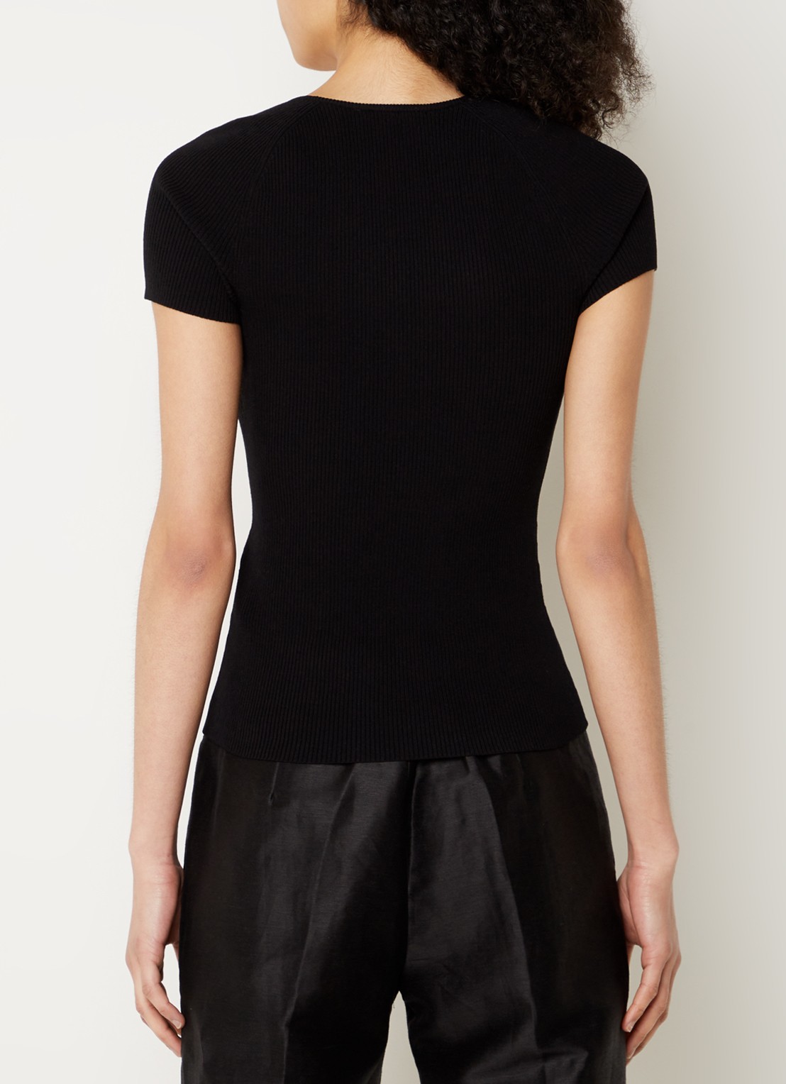 Maje Ribgebreide top met stretch - achterkant 4 zwart