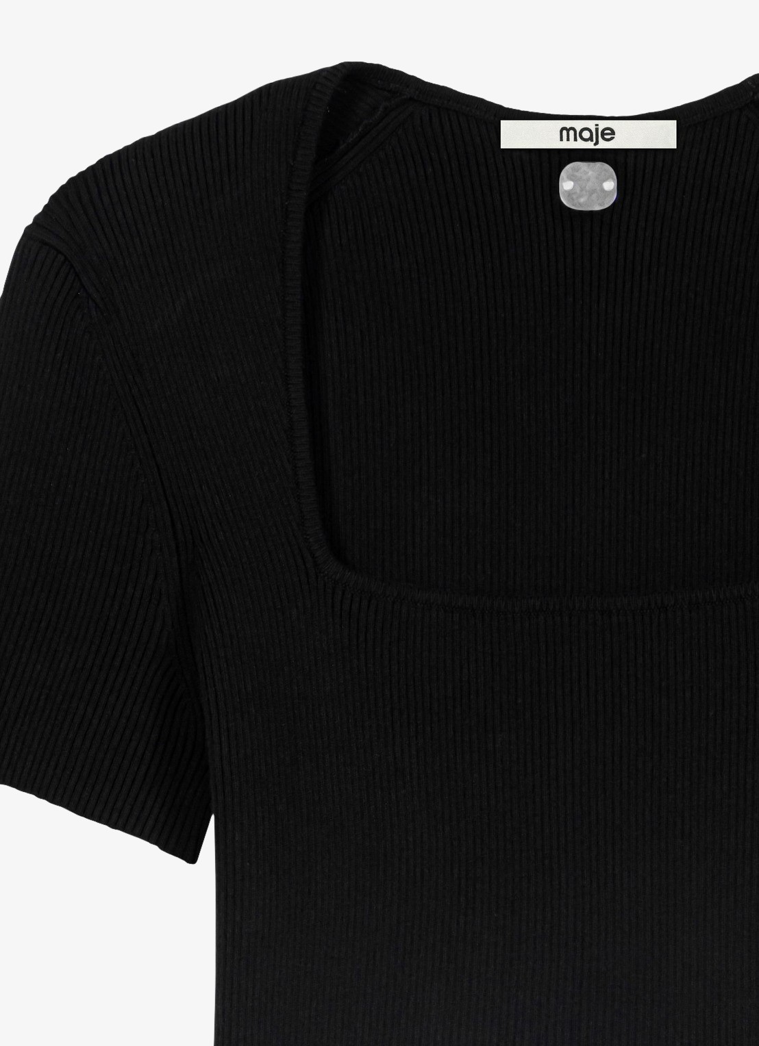 Maje Ribgebreide top - detail zwart