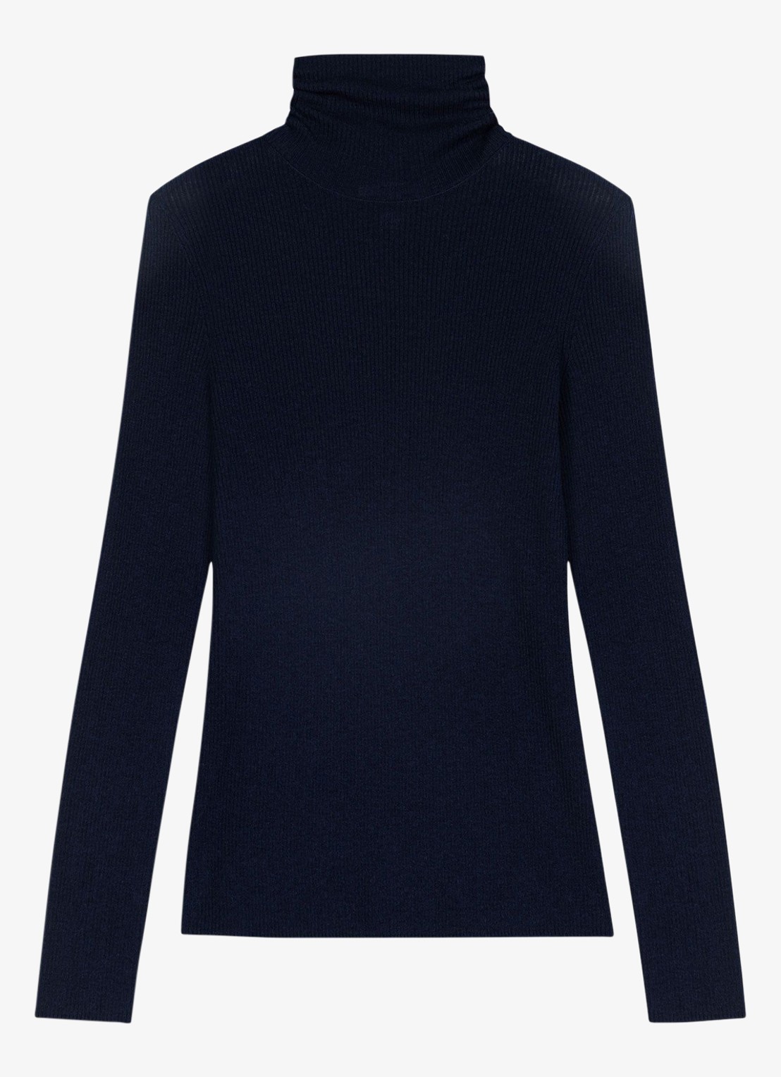 Maje Ribgebreide trui met col - voorkant donkerblauw