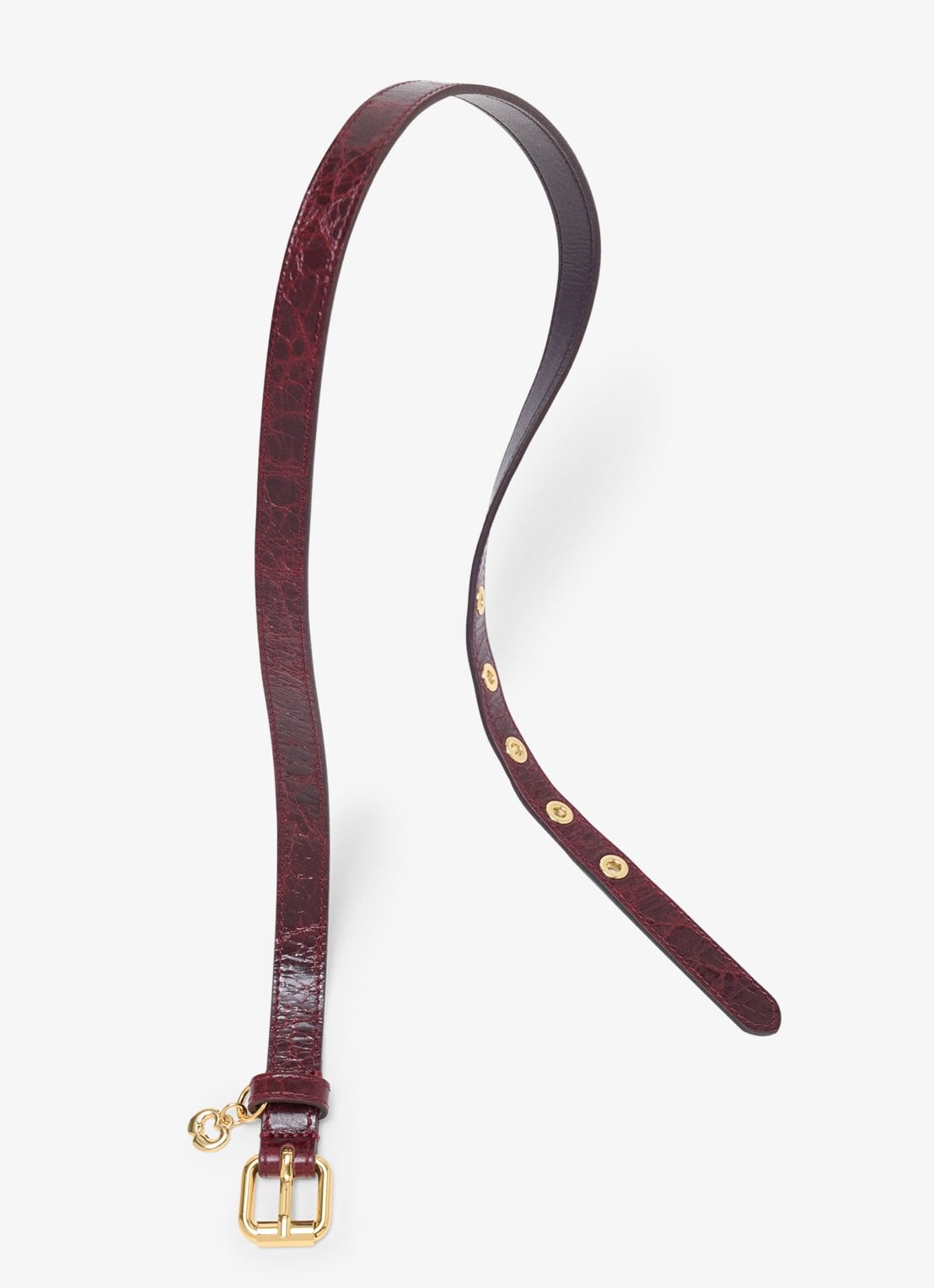 Maje Riem van koeienleer met charm - detail 2 bordeauxrood