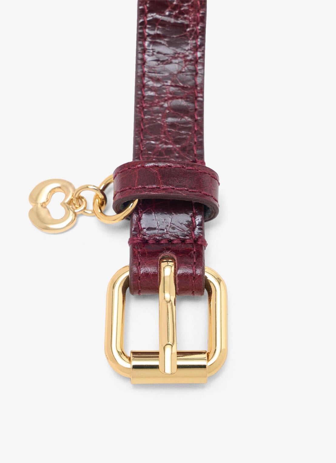 Maje Riem van koeienleer met charm - detail 4 bordeauxrood