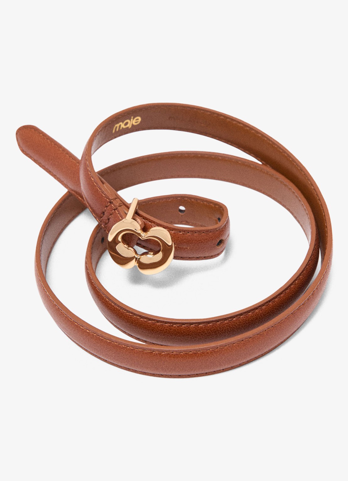 Maje Riem van koeienleer met logo - detail 5 cognac
