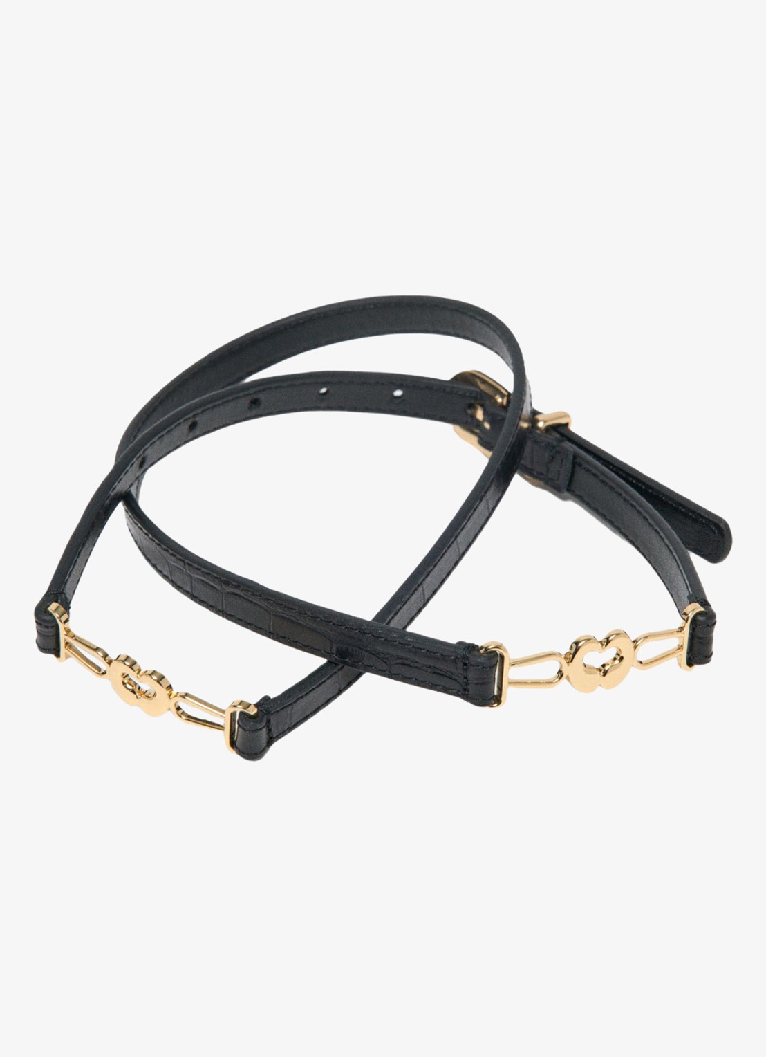 Maje Riem van leer met croco structuur - detail 3 zwart