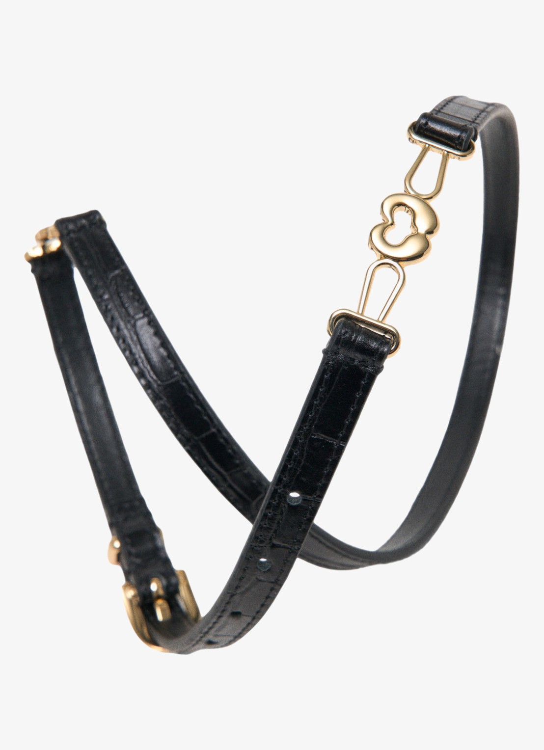 Maje Riem van leer met croco structuur - detail 4 zwart