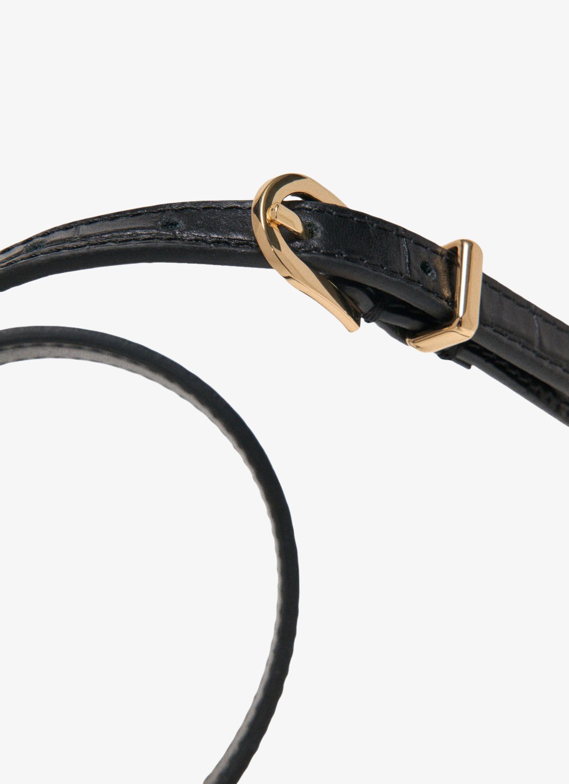 Maje Riem van leer met croco structuur - detail 5 zwart