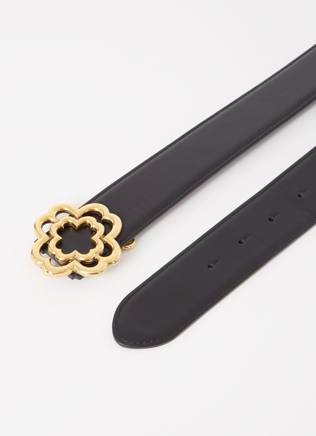 Maje Riem van leer met logo - detail zwart