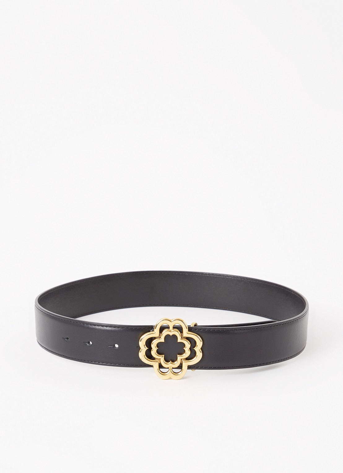 Maje Riem van leer met logo - voorkant 2 zwart