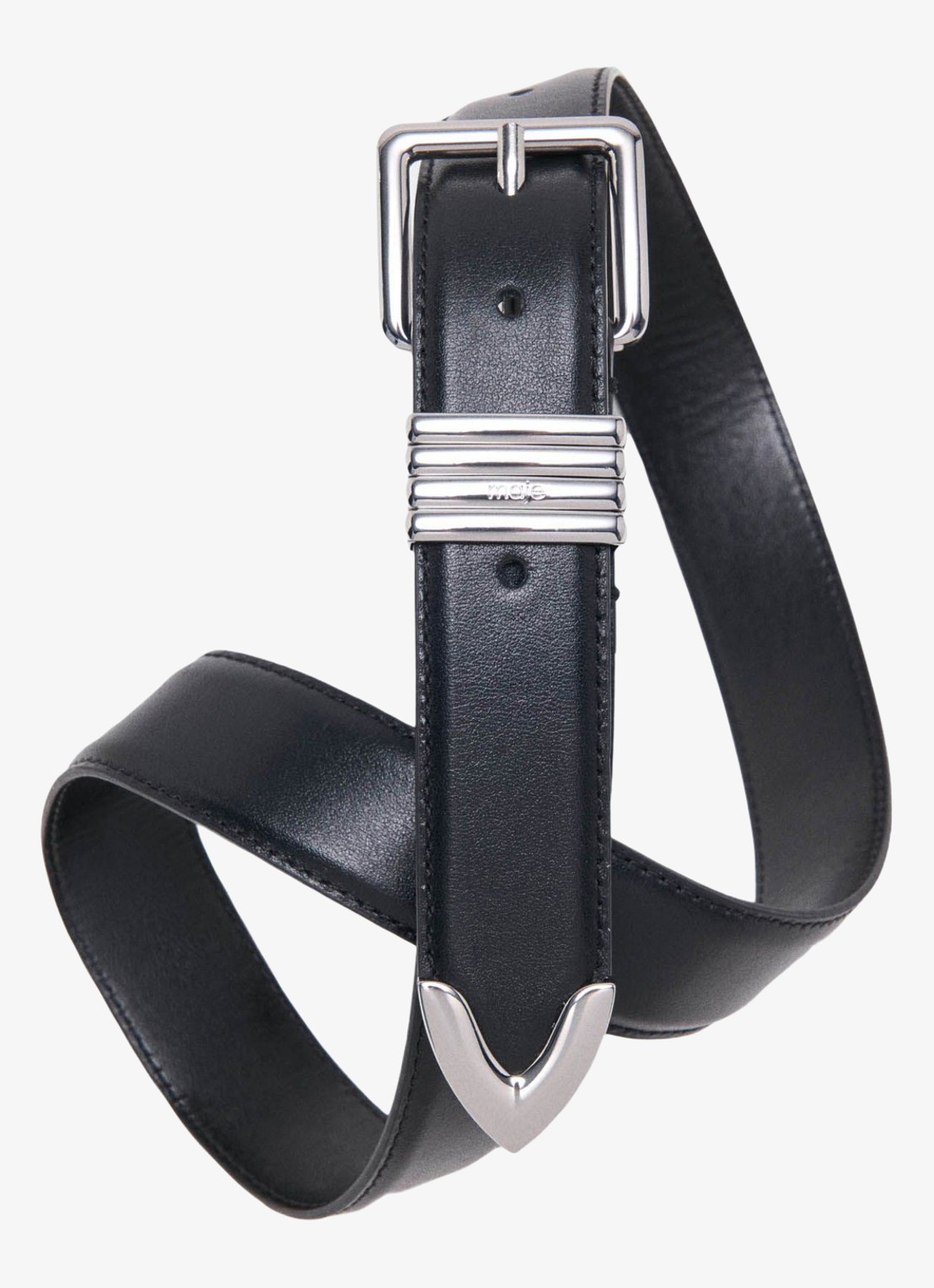 Maje Riem van leer - detail 3 zwart