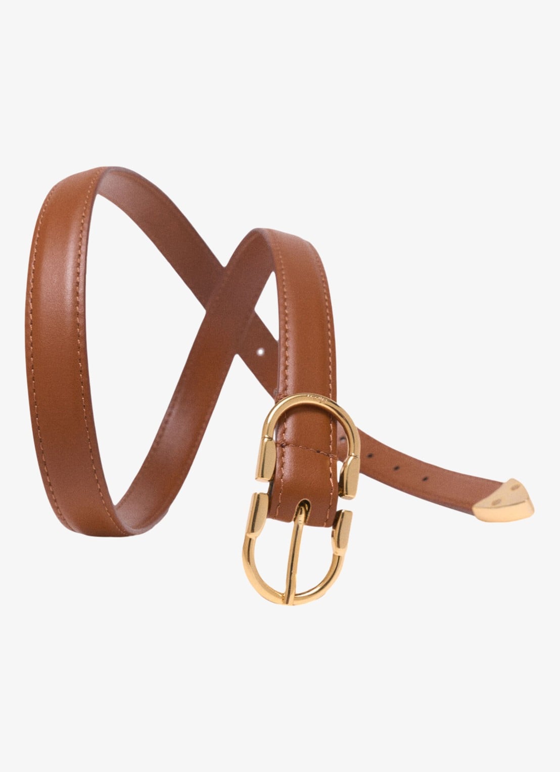 Maje Riem van leer - detail camel