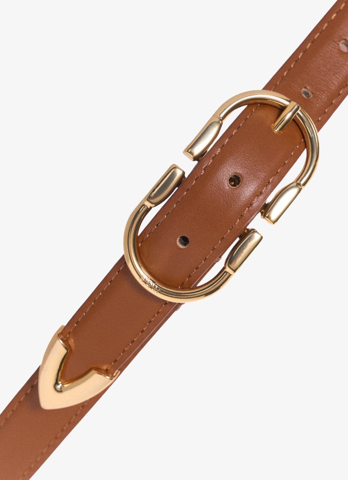 Maje Riem van leer - detail 2 camel