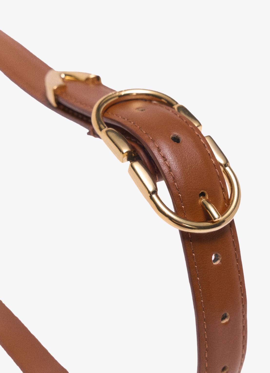 Maje Riem van leer - voorkant 4 camel