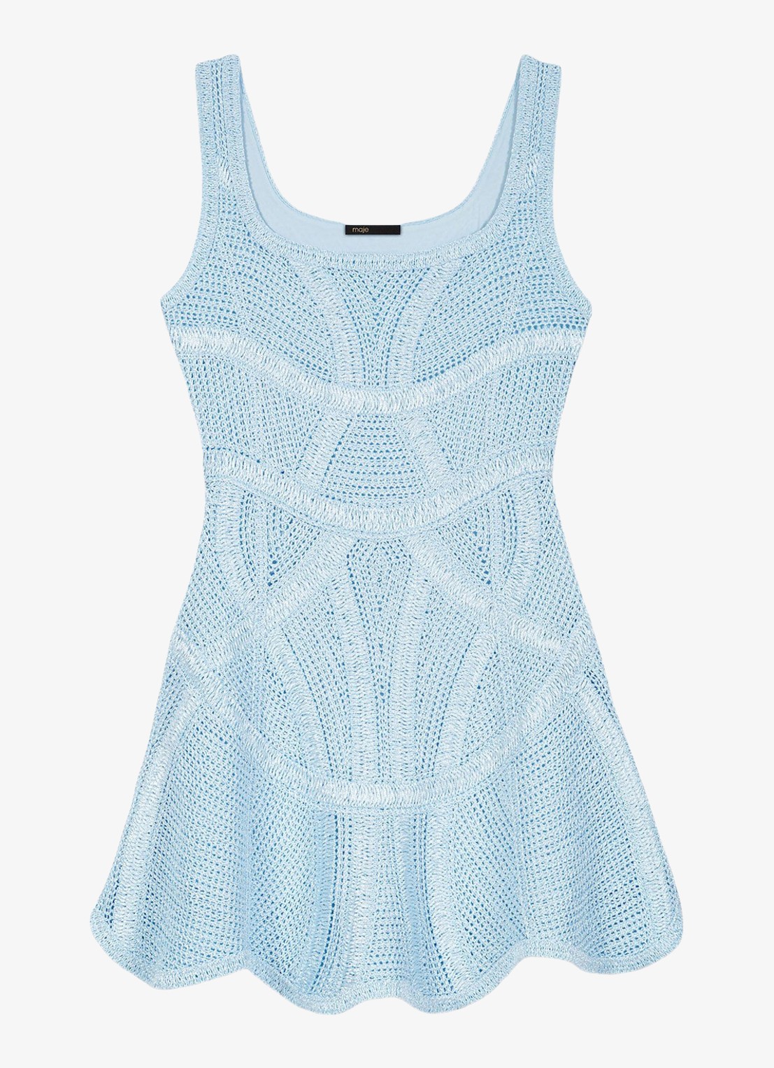 Maje Righty mini gebreide jurk - voorkant donkerblauw