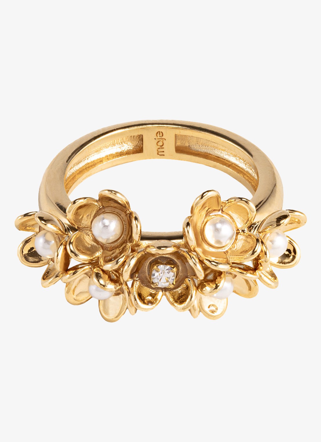 Maje Ring met glaskralen - detail goud