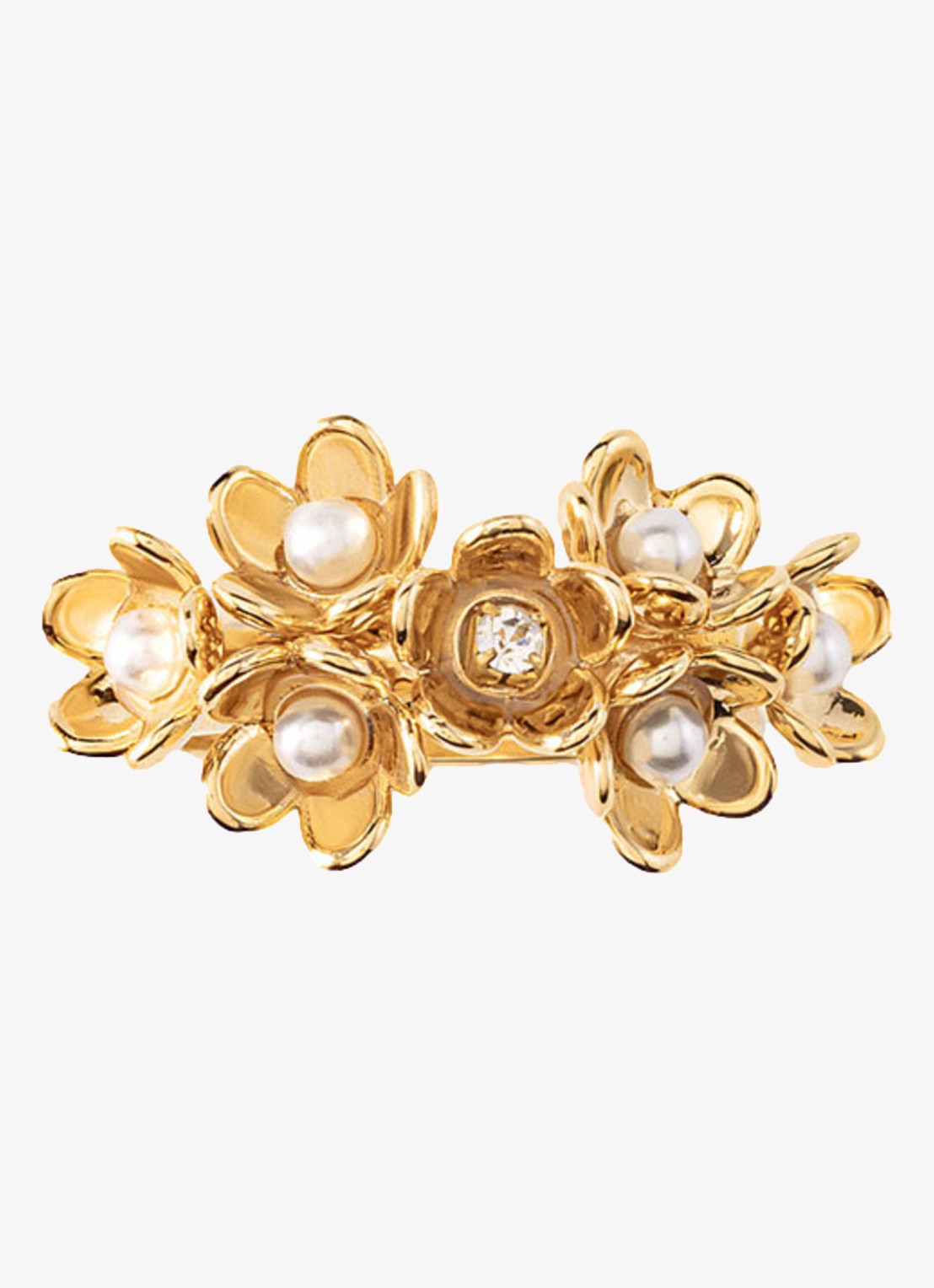 Maje Ring met glaskralen - voorkant 3 goud