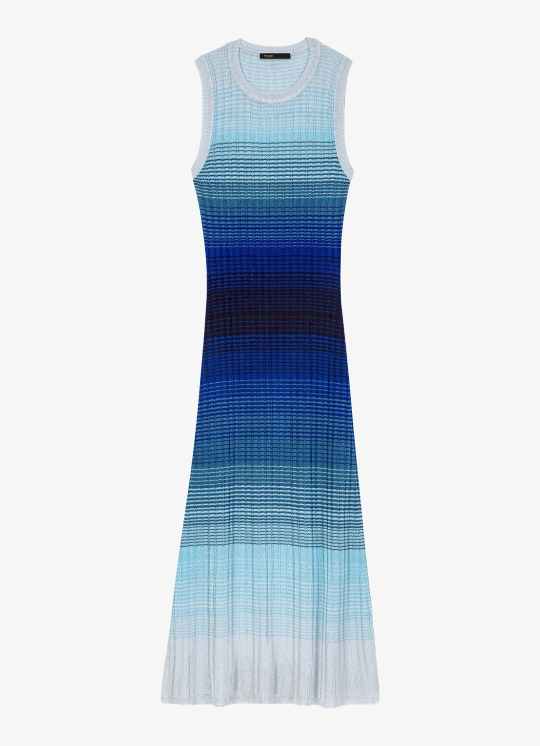 Maje Rirano fijngebreide midi jurk met print - voorkant 2 donkerblauw