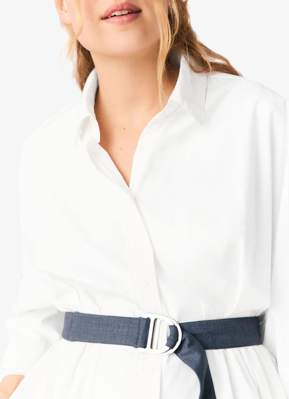 Maje Rishirt mini blousejurk met ceintuur - detail 5 wit