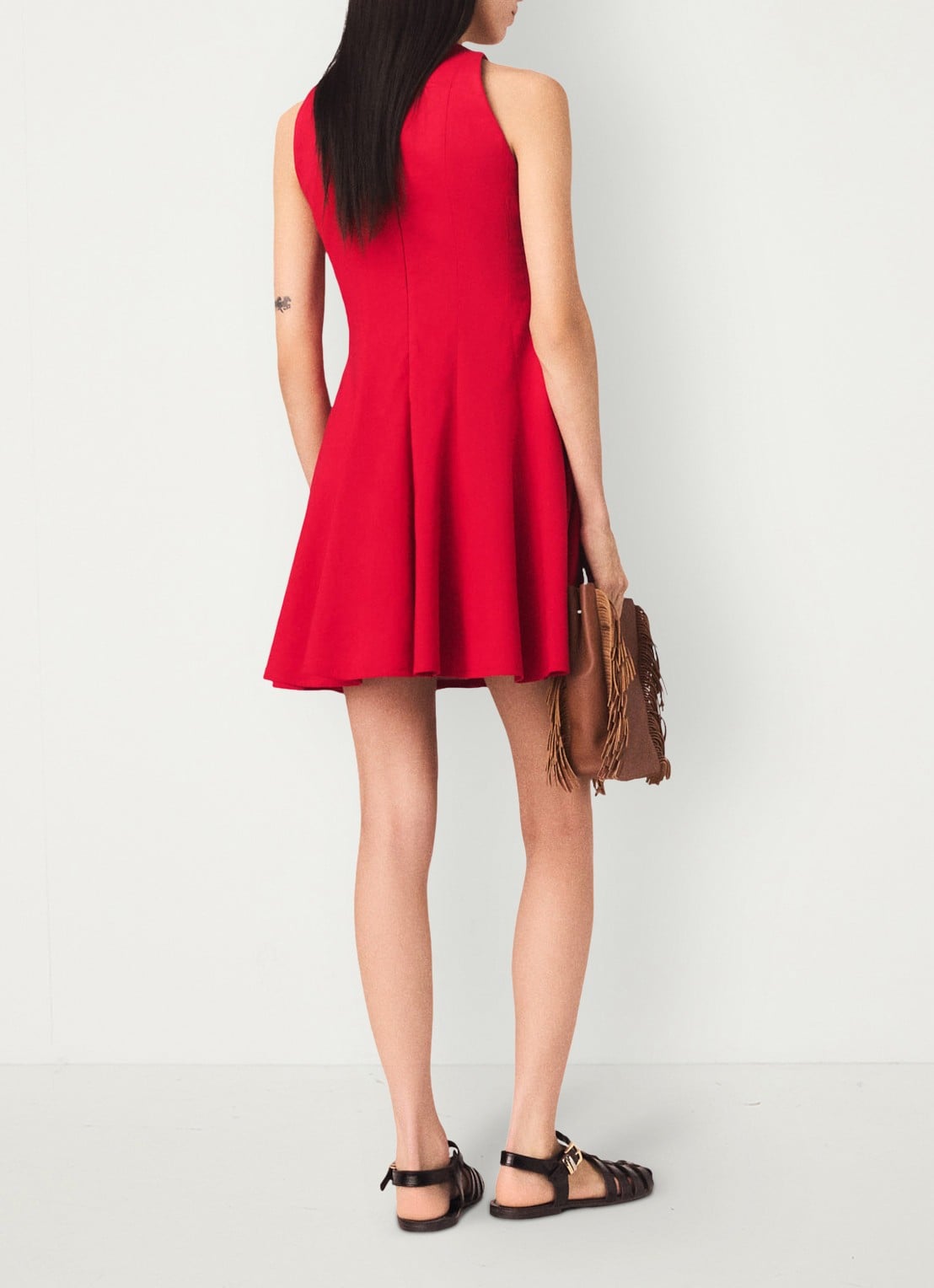 Maje Risunny mini jurk met plooien - achterkant 6 steenrood