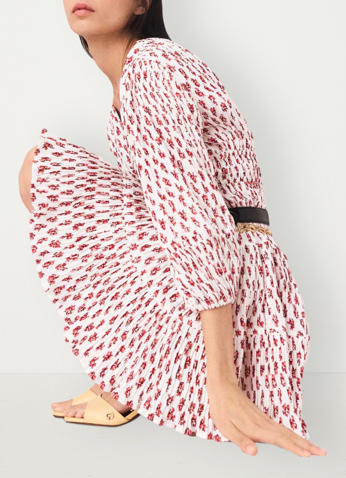 Maje Robbasemi mini jurk met print en plooien - detail 6 rood