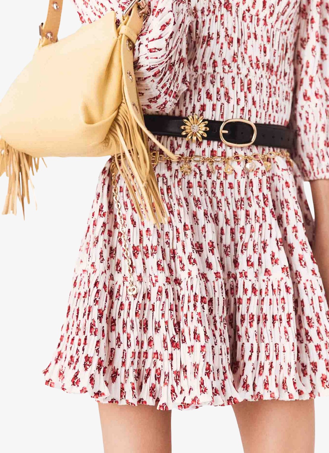 Maje Robbasemi mini jurk met print en plooien - detail 7 rood