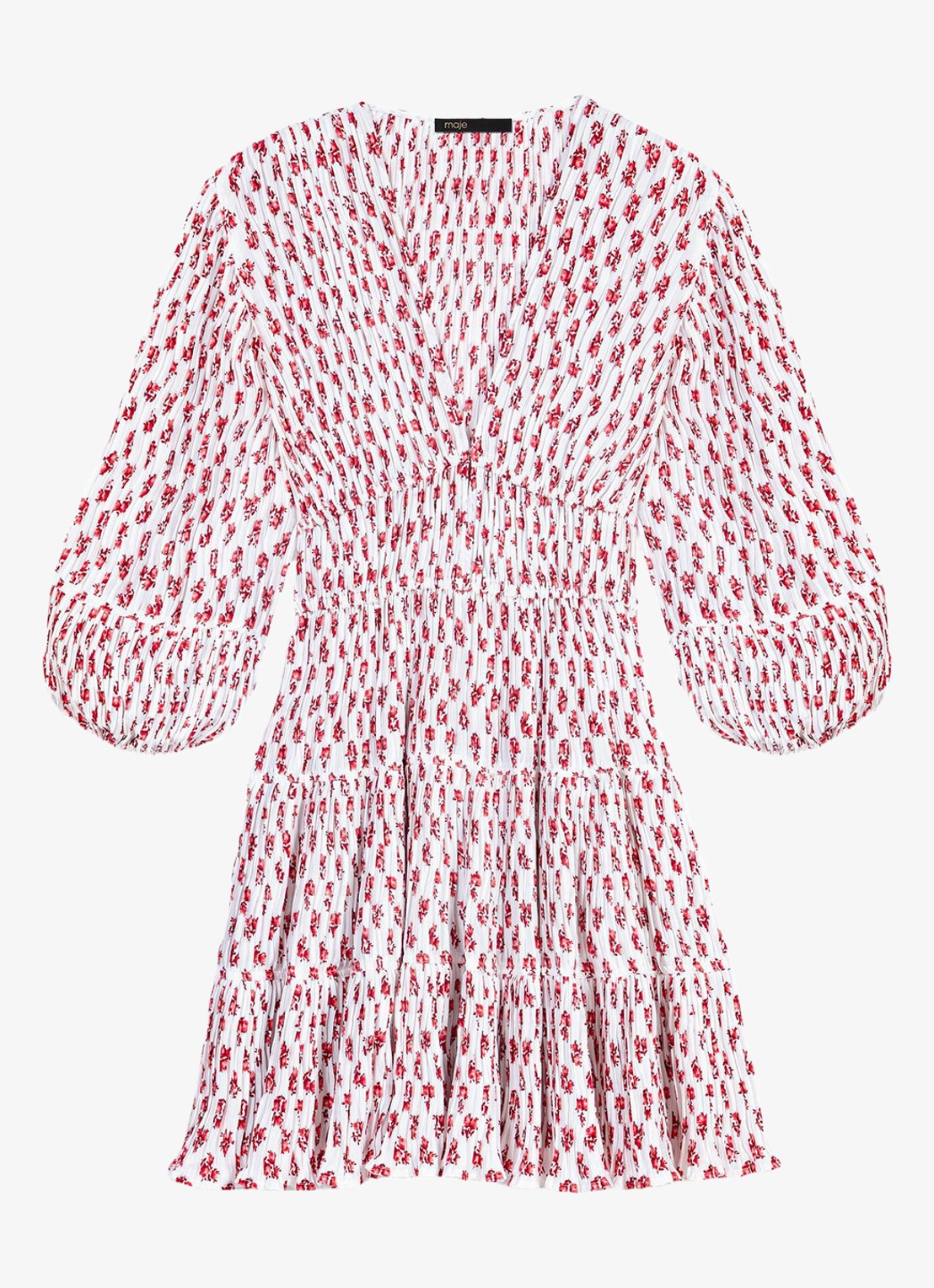Maje Robbasemi mini jurk met print en plooien - voorkant rood