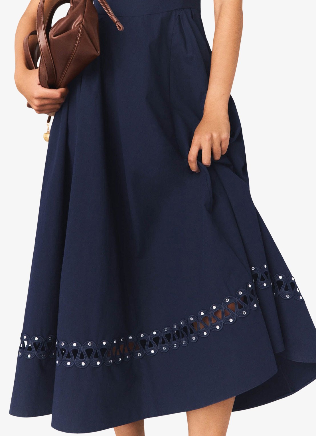 Maje Robolite midi jurk met opengewerkt dessin - detail 3 donkerblauw