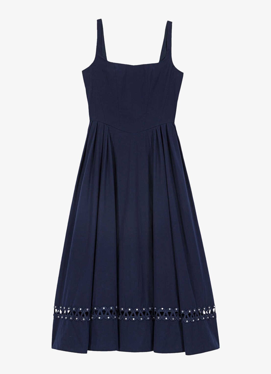 Maje Robolite midi jurk met opengewerkt dessin - voorkant 5 donkerblauw