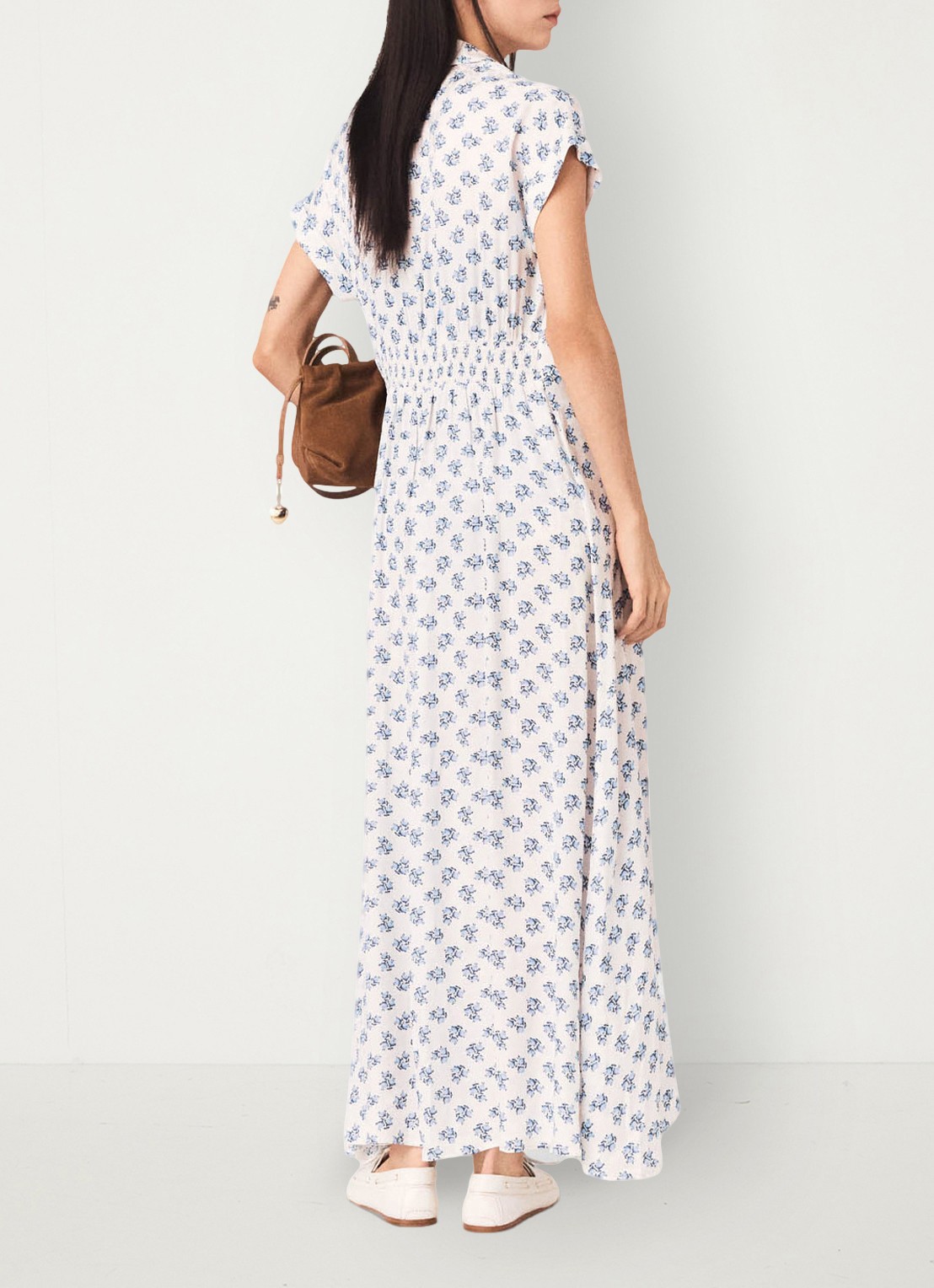 Maje Rubarsemi blousejurk met bloemenprint - achterkant blauw