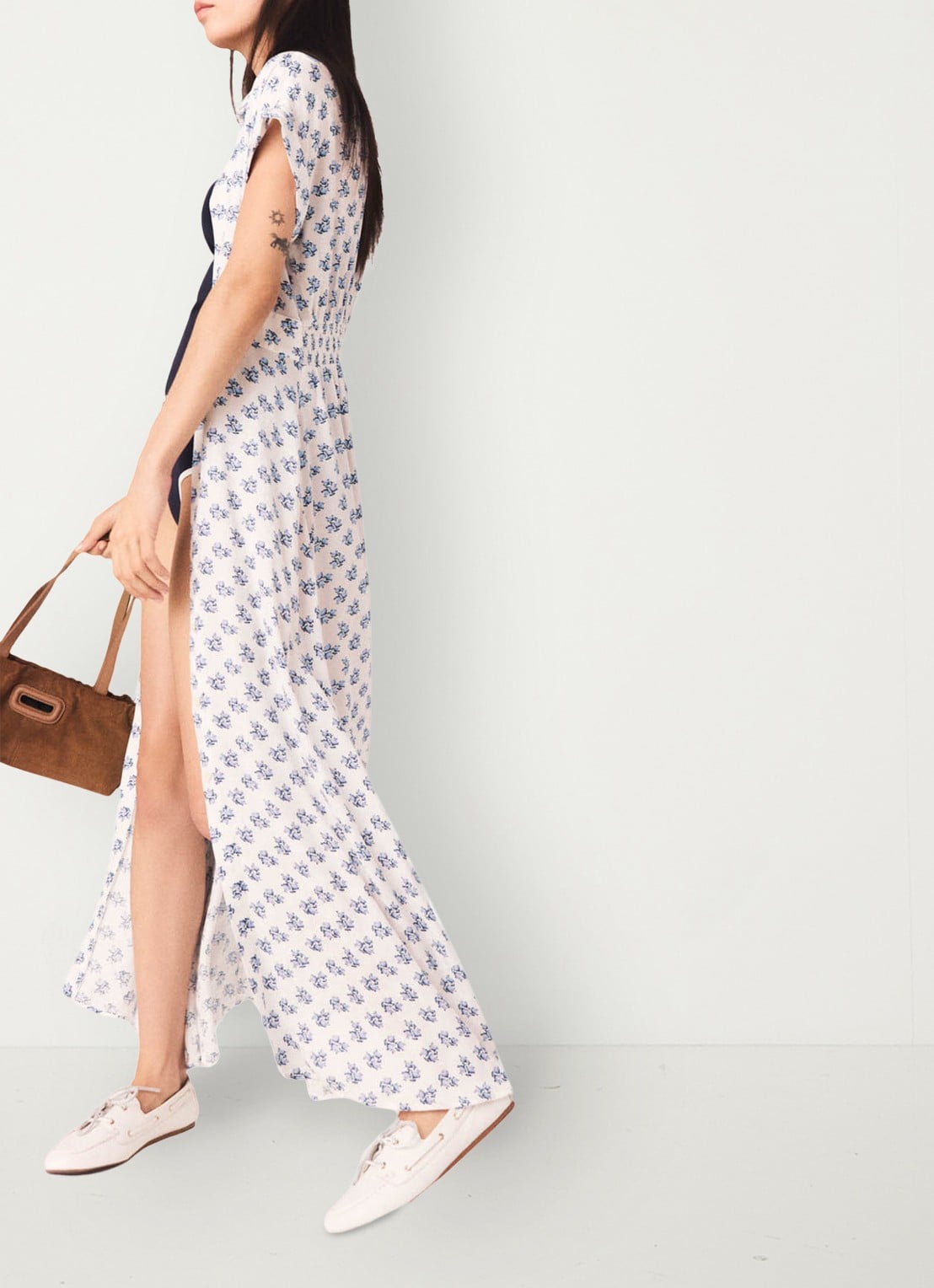 Maje Rubarsemi blousejurk met bloemenprint - detail 4 blauw