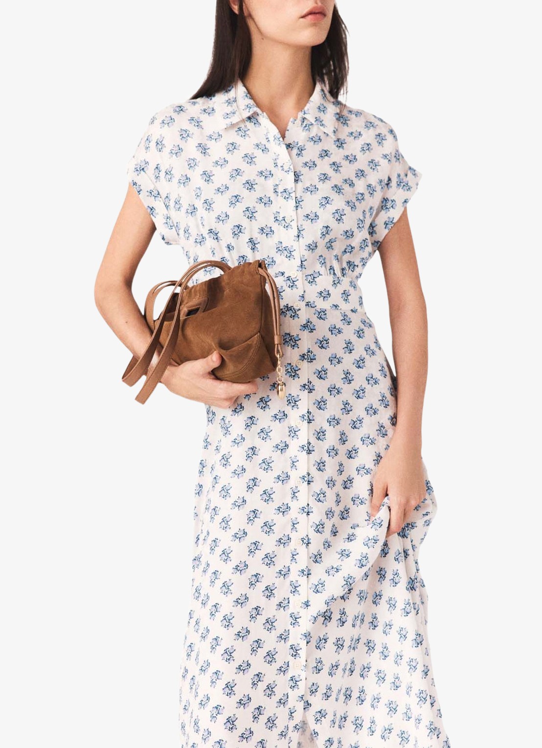 Maje Rubarsemi blousejurk met bloemenprint - detail 5 blauw