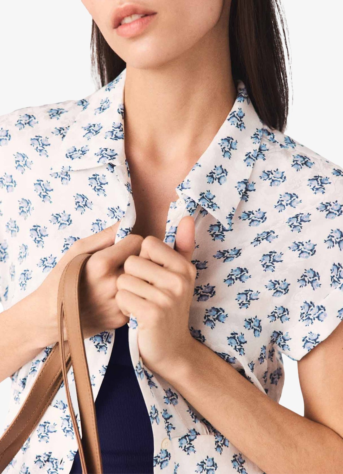 Maje Rubarsemi blousejurk met bloemenprint - detail 8 blauw