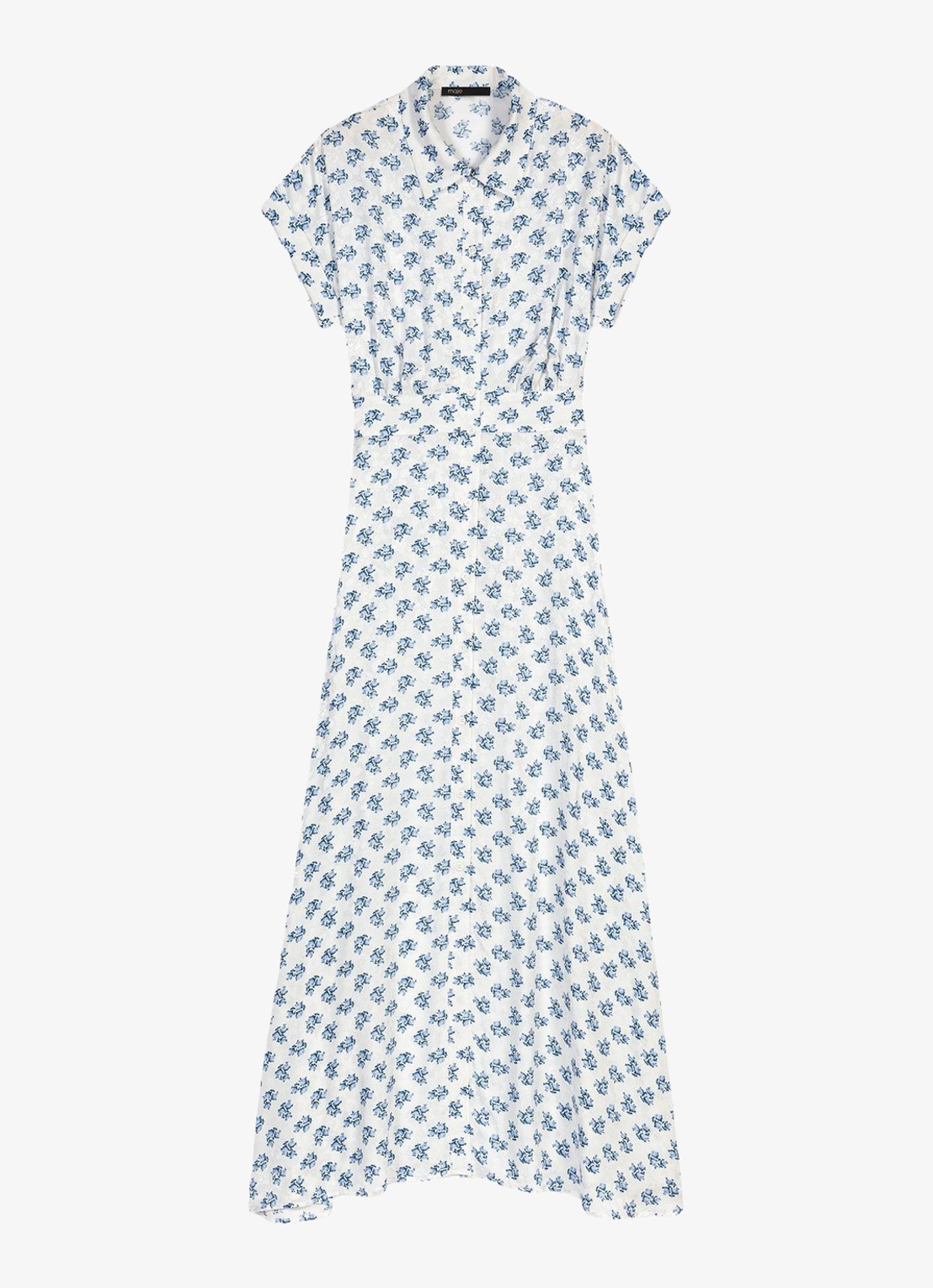 Maje Rubarsemi blousejurk met bloemenprint - voorkant 2 blauw