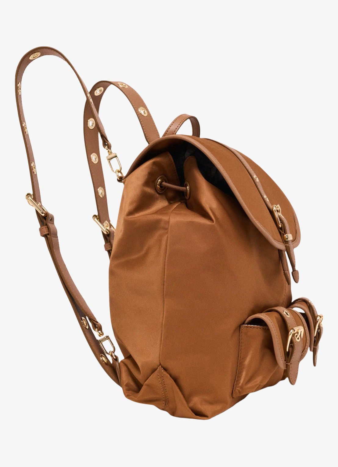 Maje Rugtas van leer en nylon - detail 7 camel
