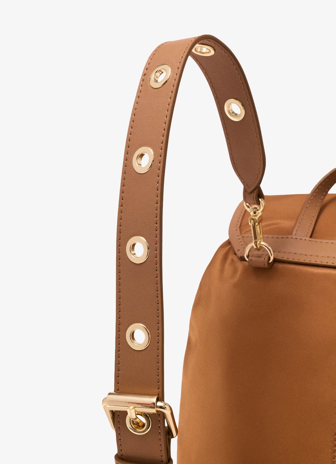 Maje Rugtas van leer en nylon - detail 8 camel