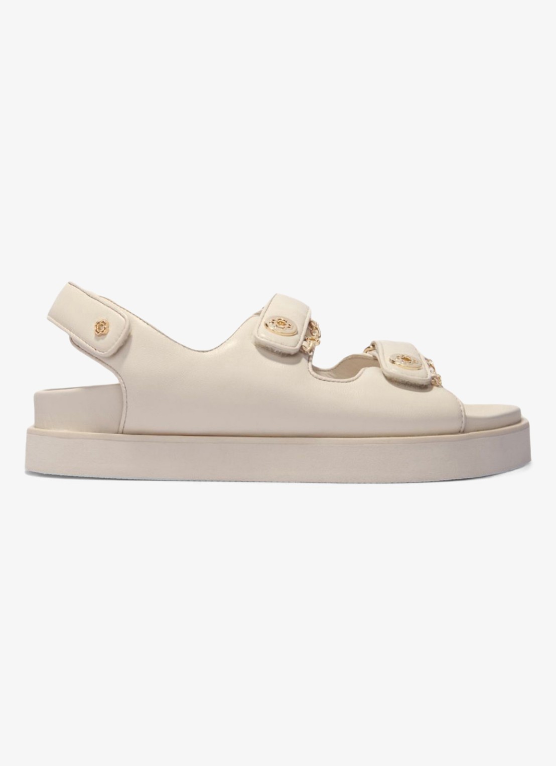 Maje  Sandaal van leer - voorkant 5 beige