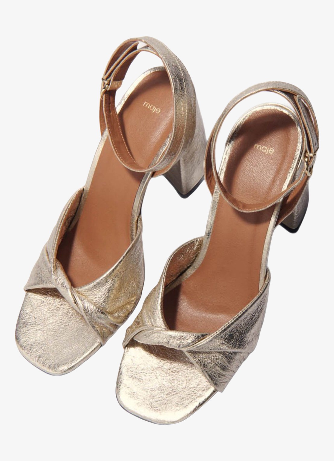 Maje Sandalette van leer met metallic finish - detail 2 goud
