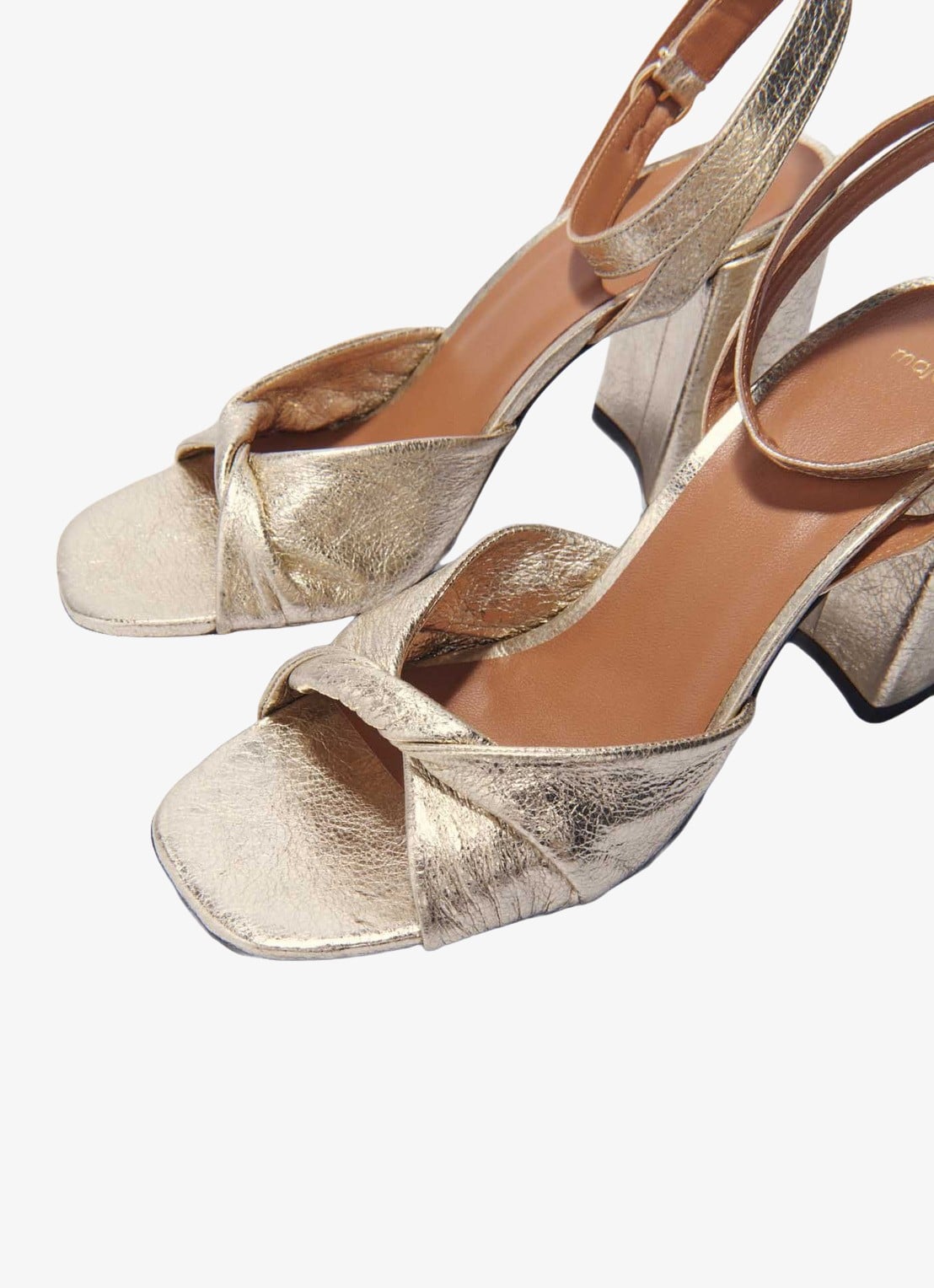 Maje Sandalette van leer met metallic finish - detail 3 goud