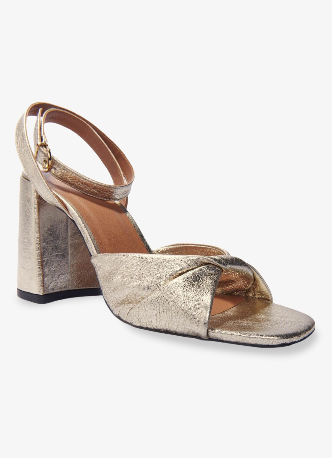 Maje Sandalette van leer met metallic finish - detail 4 goud